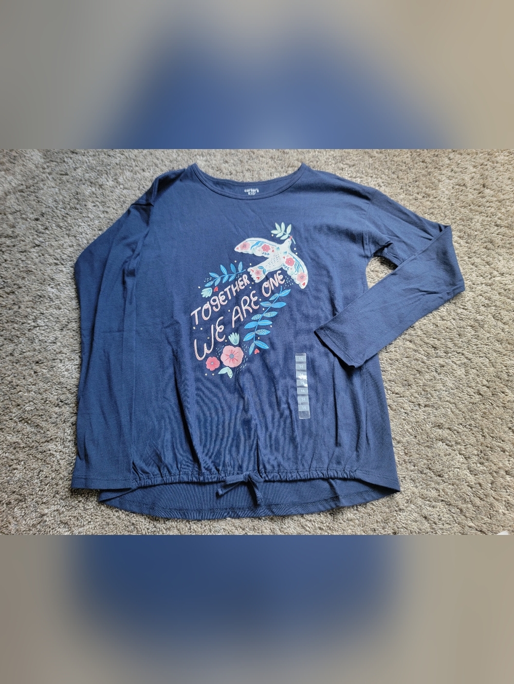 Carter's Navy Long-Sleeve Tee with Floral Whale Graphic
